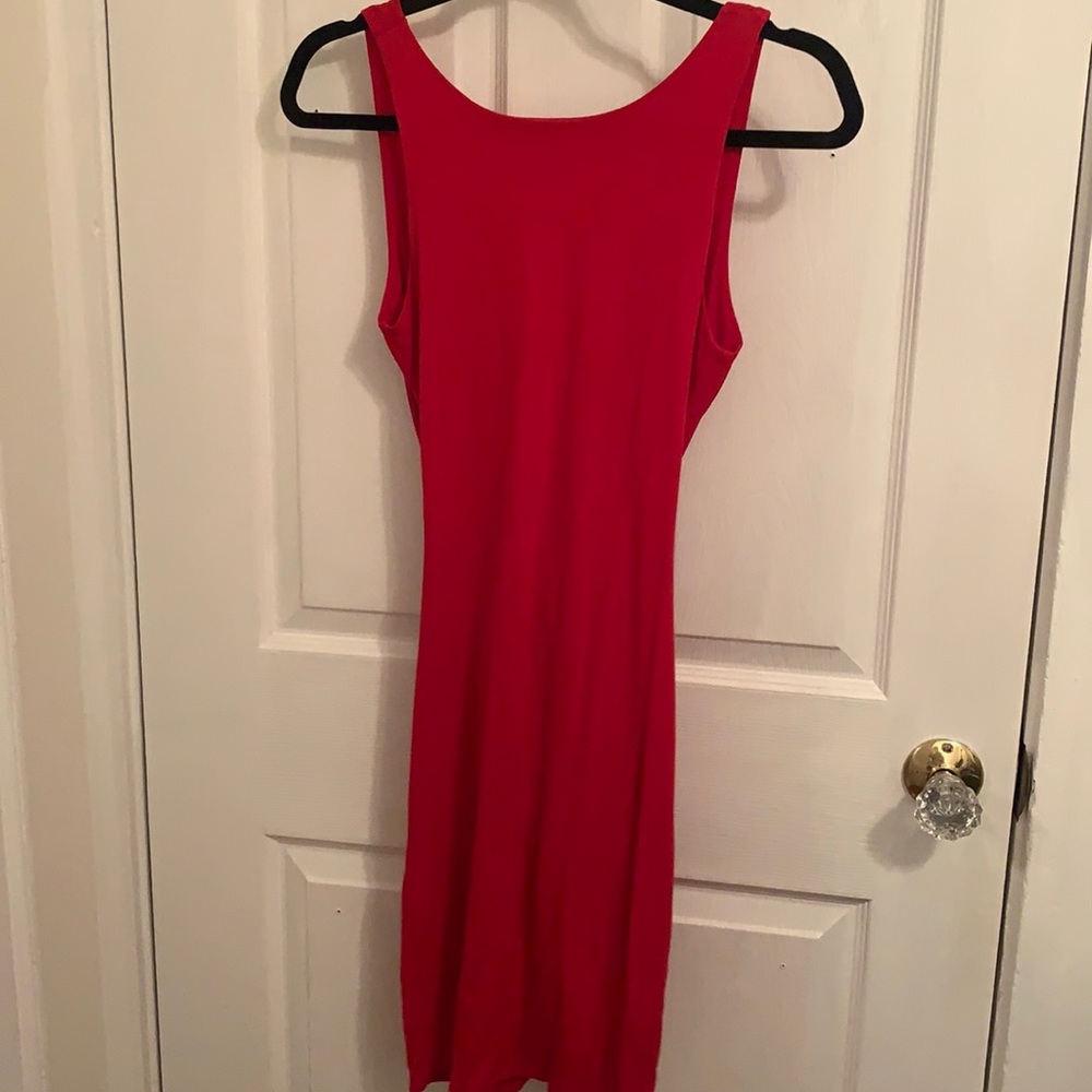 Red open back dress